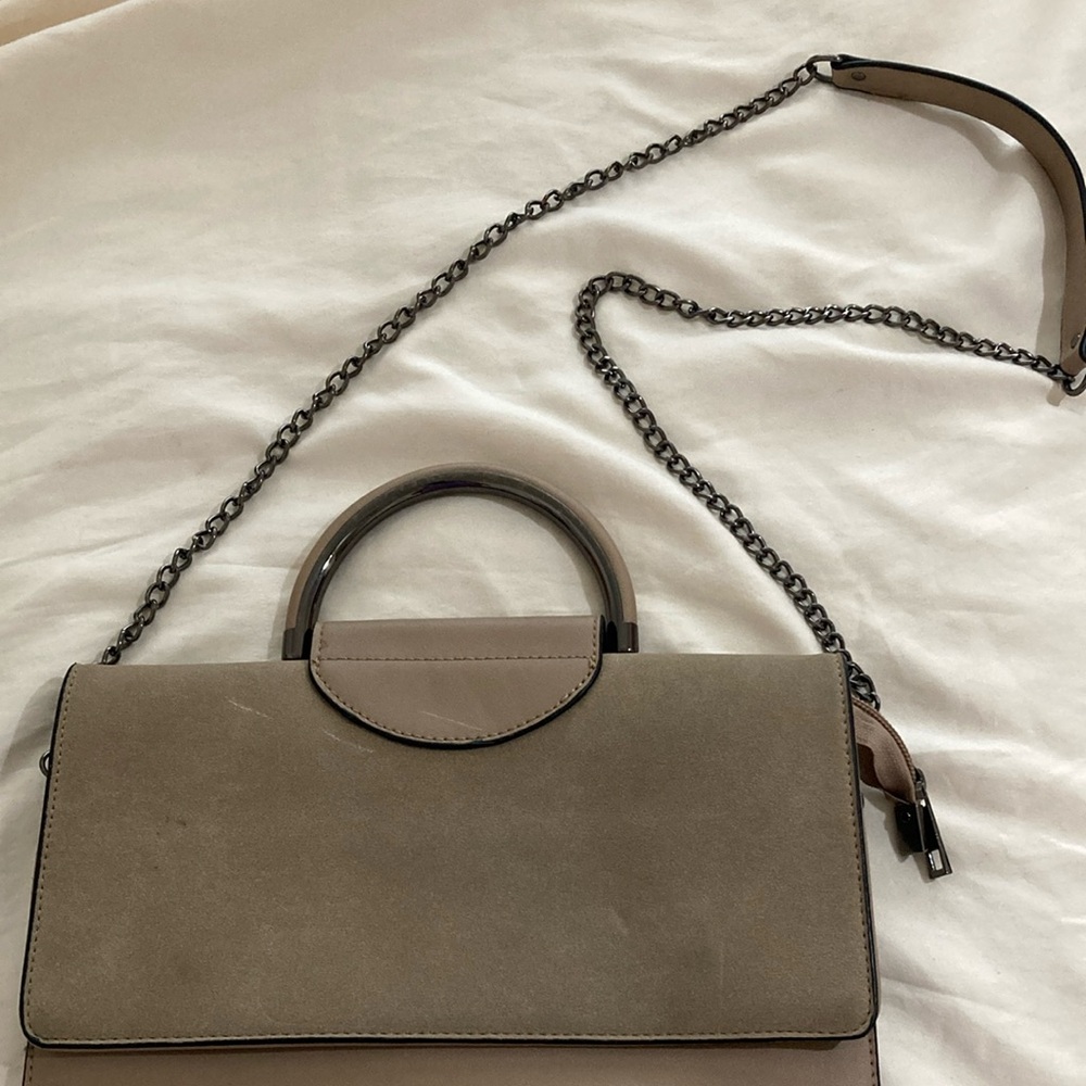 Mellow World Taupe & Tan Shoulder/Clutch Women's Bag